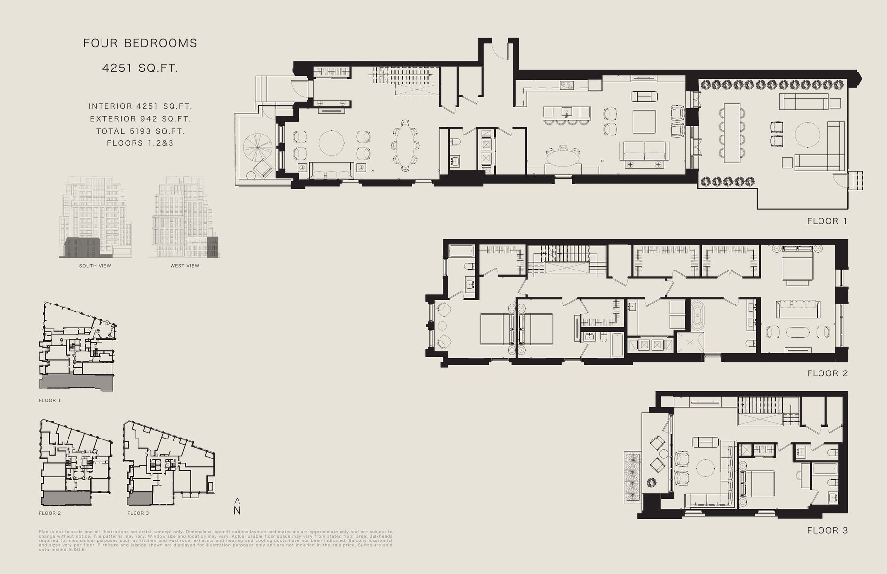 Four bedroom floor plan, 4,251sq ft